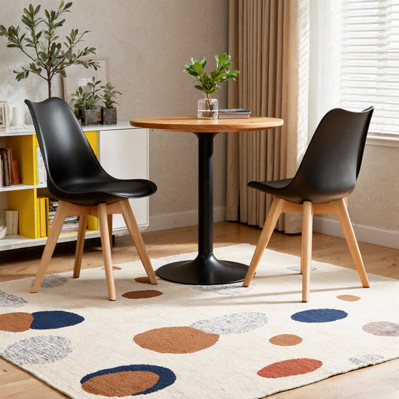 Ensemble de 4 chaises de salle à manger médiévales-modernes - Chaises rembourrées en cuir d'unité centrale avec pieds en bois pour la cuisine et la salle à manger