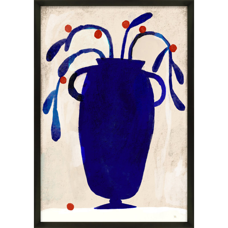 Juliane Red Berries - Peinture sur papier, Cadre noir, H 20 po x l 14 po x P 1,25 po