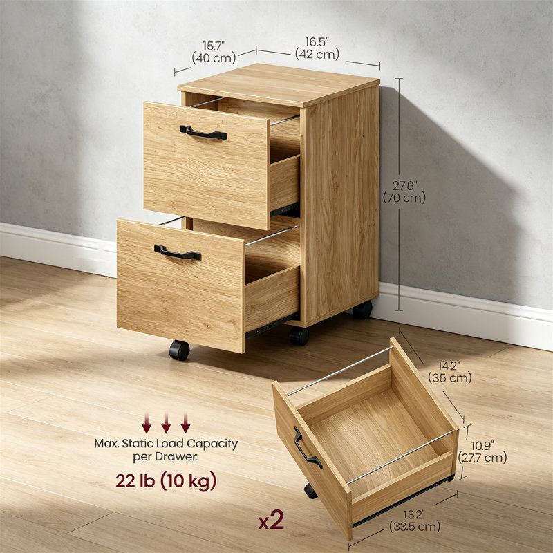2-Drawer Filing Cabinet, Natural