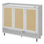 Armoire à chaussures moderne avec portes en rotin, range-chaussures à 3 portes avec tablettes réglables et ventilateur - Range-chaussures en bois blanc
