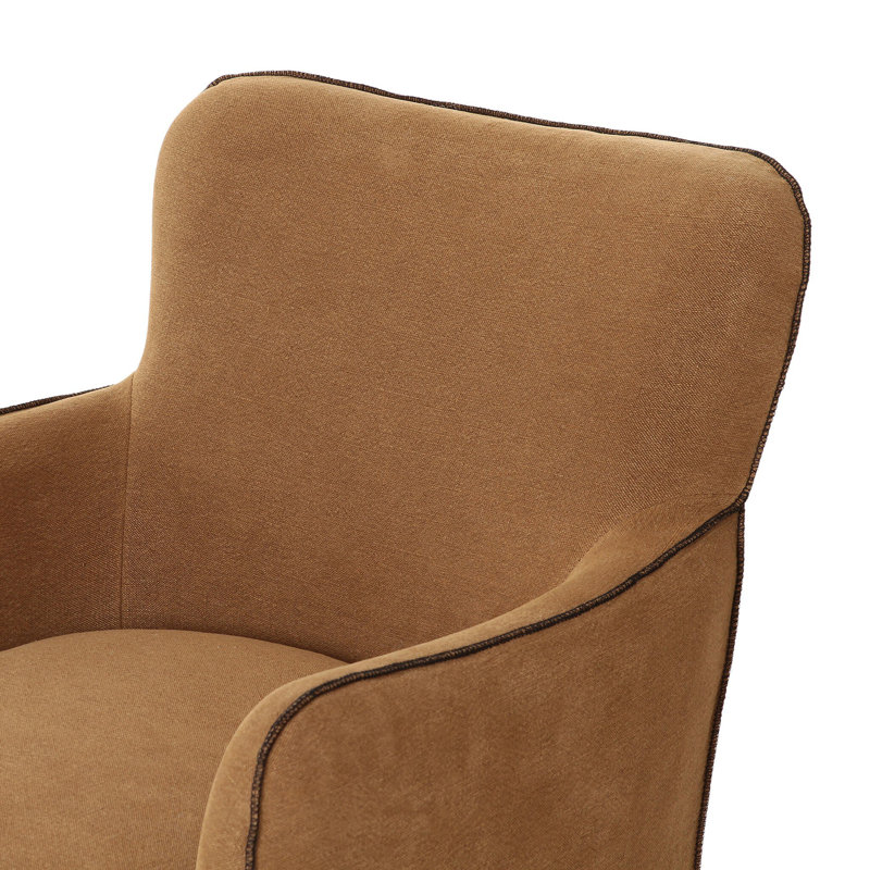 Devon Slipcover Swivel Chair-Broadway Dune, Broadway Gilt