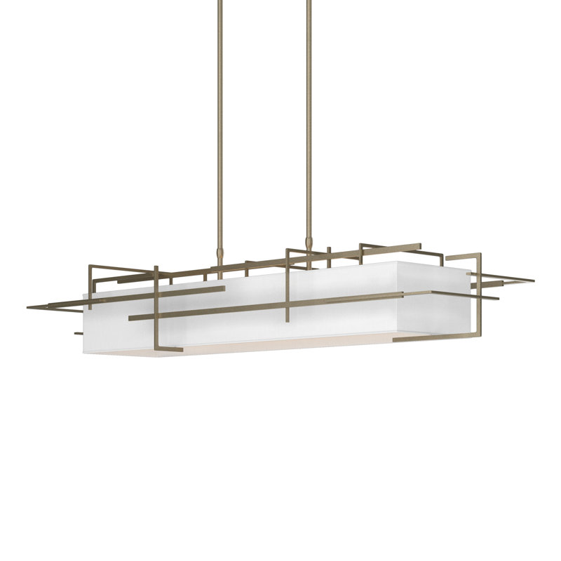 4 - Light Kitchen Island Linear Pendant, Soft Gold, Natural Anna