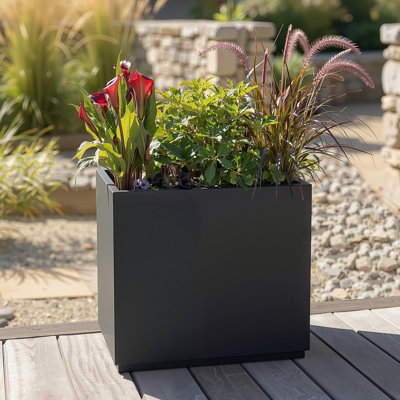 Grande jardinière rectangulaire - Boîte à fleurs rectangulaire en métal avec trous de drainage pour une utilisation intérieure et extérieure