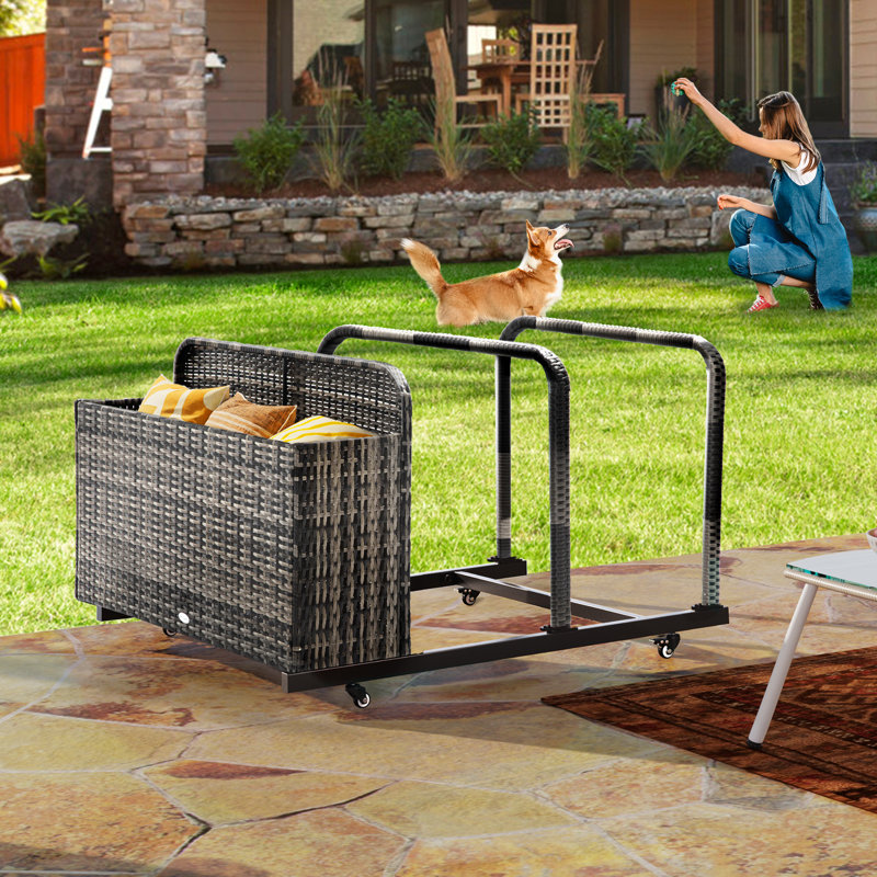 YITA Poolside Wicker Deck Box, Grey