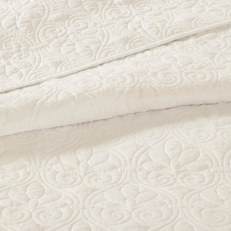 Couvre-lit grand réversible crème - rembourrage en coton prélavé pour un sommeil confortable, délicatesse matelassée, matelas profond surdimensionné, 2 taies décoratives incluses Confort, luxe, livré avec