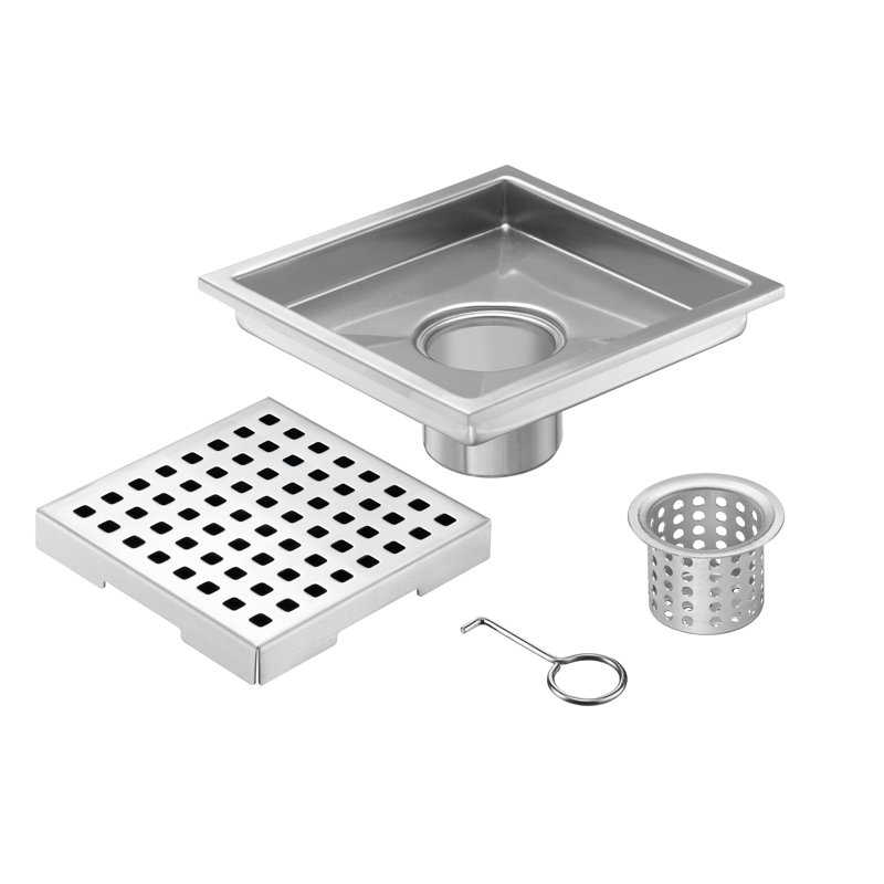 Bonde carrée en nickel brossé 6 po FlowGuard, Nickel brossé