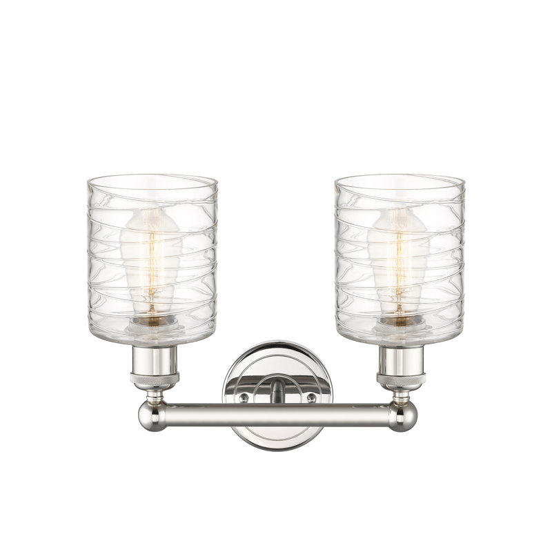 2 - Light Dimmable Vanity Light, Deco Swirl, Polished Nickel
