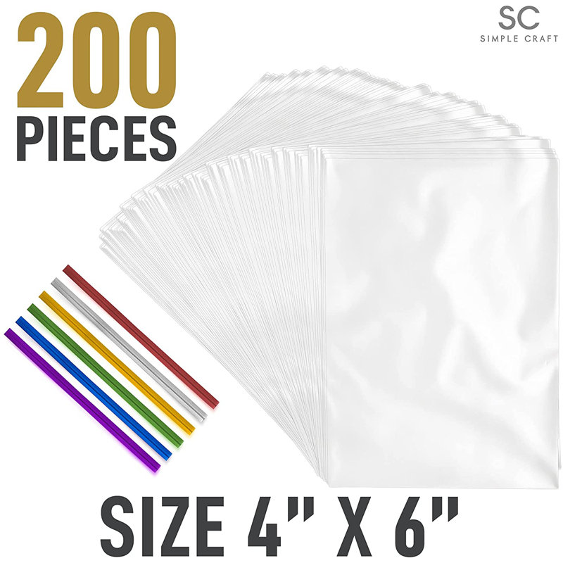 Sacs de bonbons en cellophane transparents avec attaches 4 x 6 pouces Zulay Kitchen - 200 pièces