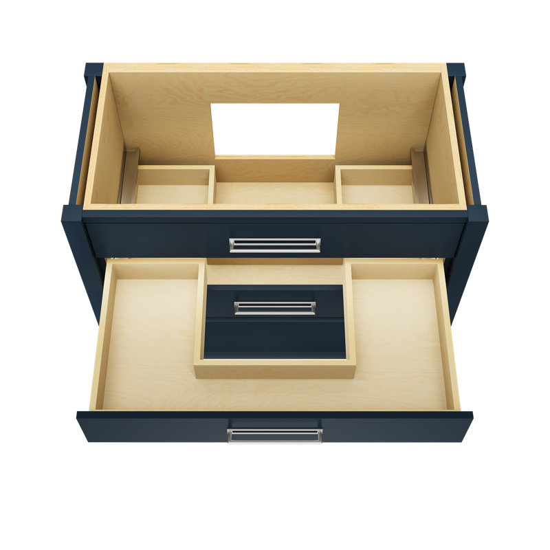 Kiawah Three-Drawer Single Bath Vanity, Hague Blue, 42", Polished Chrome