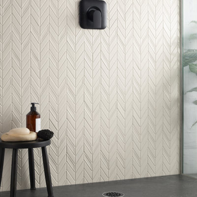 Overlay Chevron 11.22 In. X 11.81 In. Glossy Ceramic Mosaic Wall Tile (10.12 Sq. Ft. / Case)