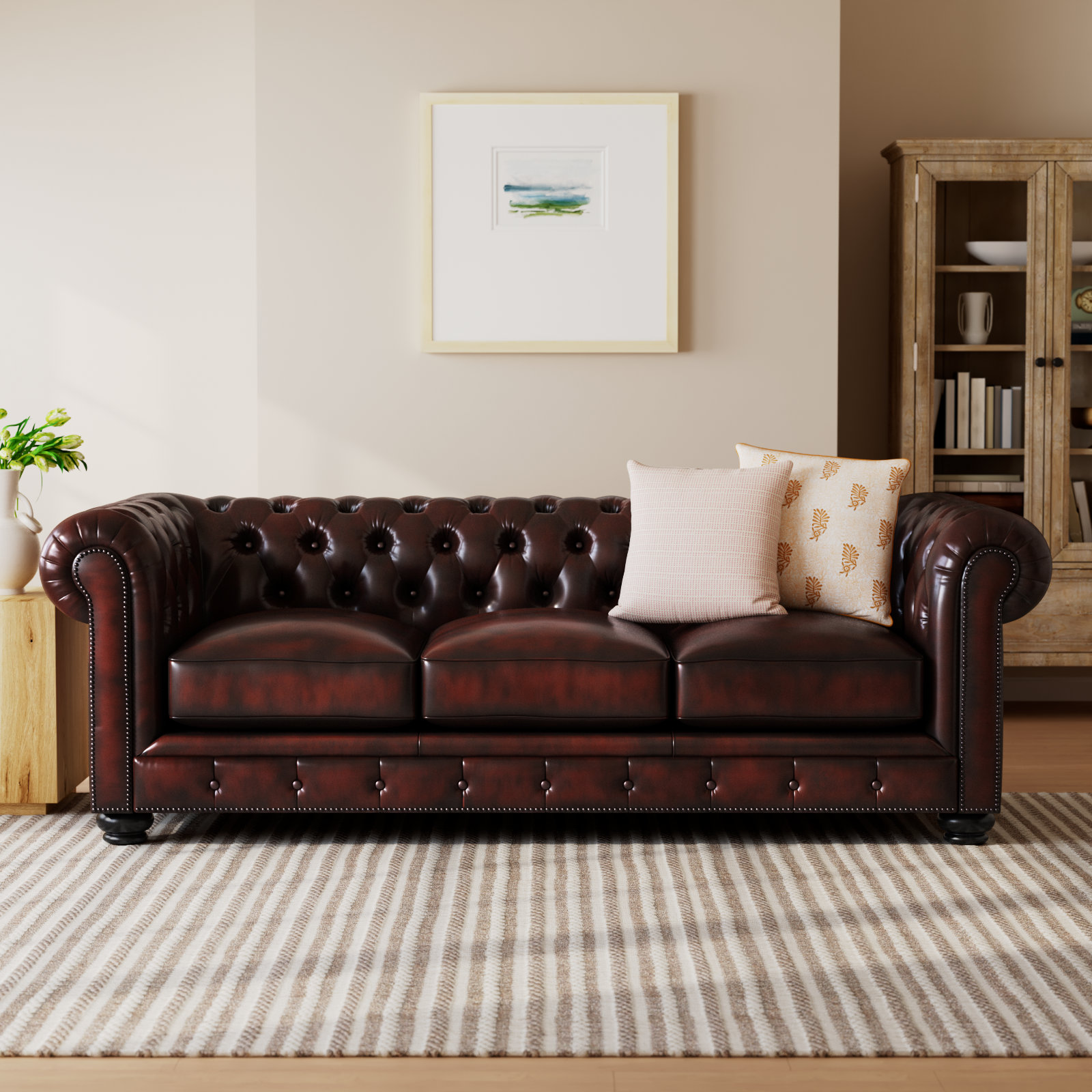 Freddie 95" Genuine Leather Sofa, Mainland Dune Revolution®