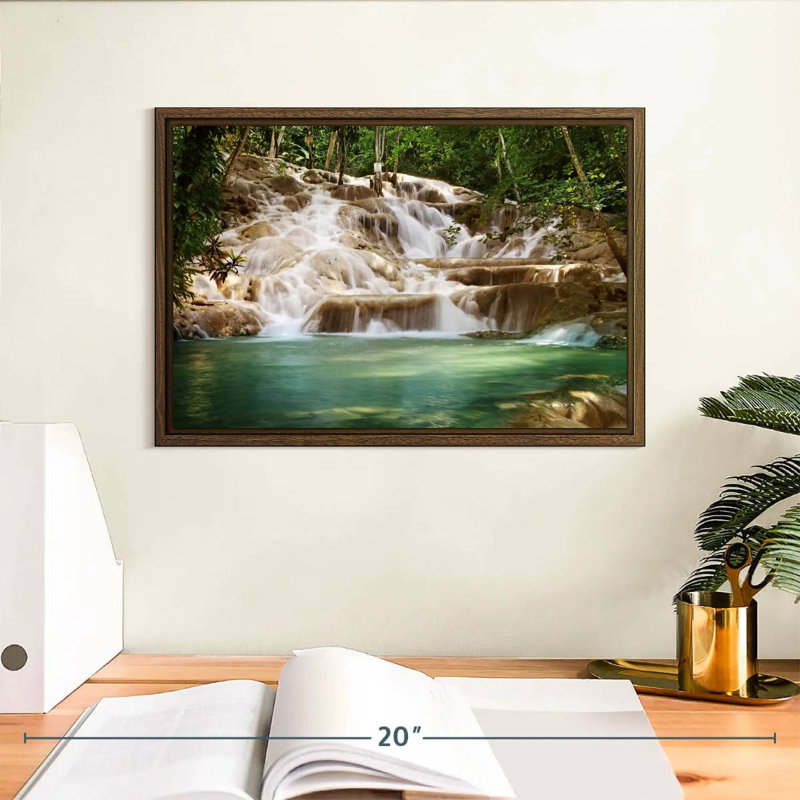 Dunn's River Falls, 13" X 9", Floating Frame Walnut