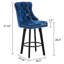 Ensemble de 2 chaises de bar en velours bleu marine avec siège confortable et 2 tabourets à garniture rivetée pour îlot de cuisine