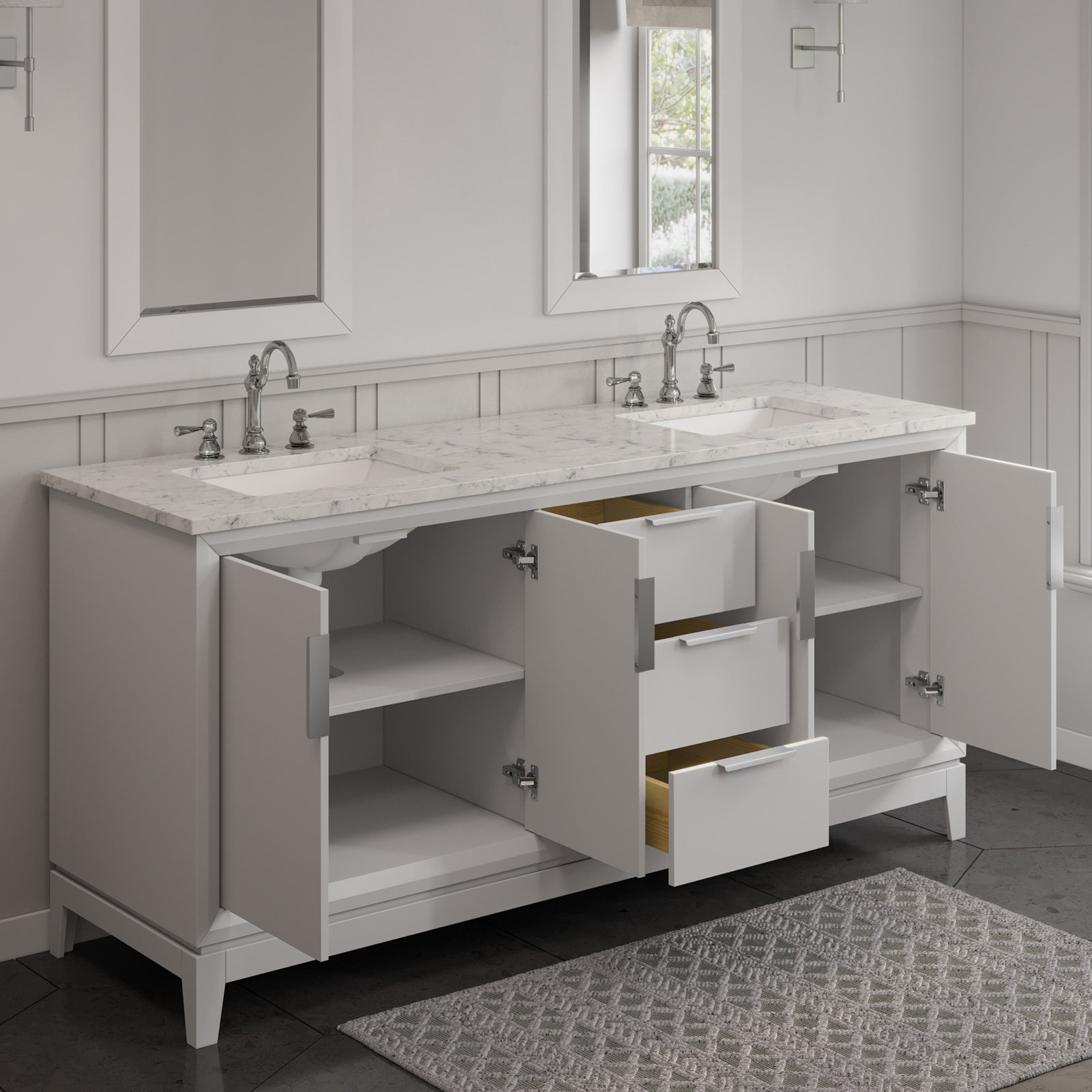 Belmar 72'' Double Bathroom Vanity, White