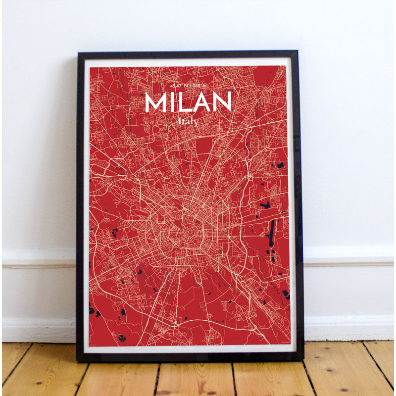 Milan City Map - No Frame Print, 61cm H x 45.7cm W x 0.13cm D