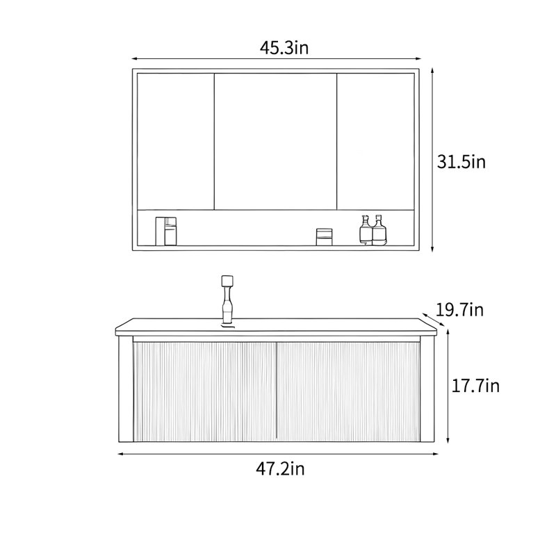Modern cream style simple bathroom cabinet