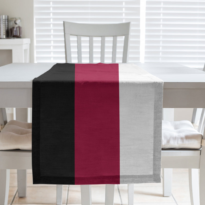 Miami Basketball Table Runner, Black/White/Red, 72" L x 16" W, Poly Twill