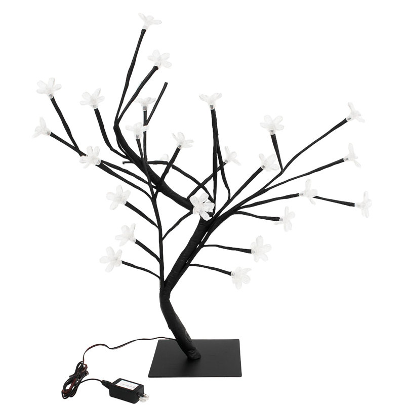  Lighted Cherry Blossom Tree – 18” Tabletop LED Tree with 24 White Blossoms, Warm White Lights for Wedding, Event, or Home Décor