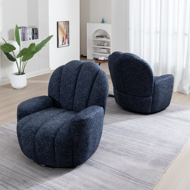 Petal Tufted Swivel Bucket Chair(Set Of 2), Blue