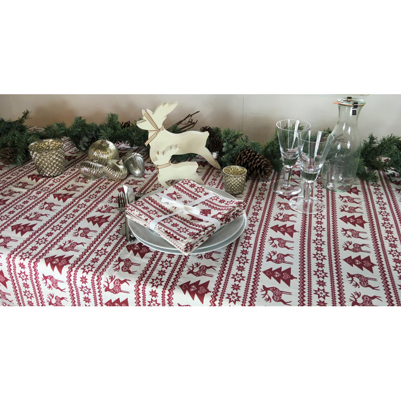 Hiram Cotton Geometric Square Napkin, Red
