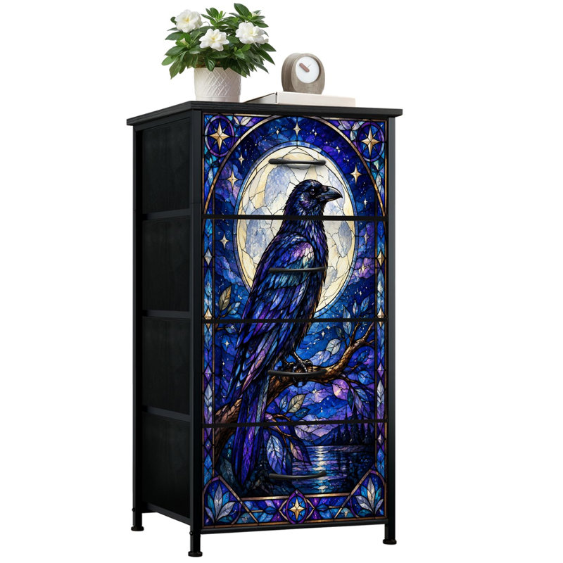 Commode pour chambre à coucher avec 4 tiroirs de rangement Raven