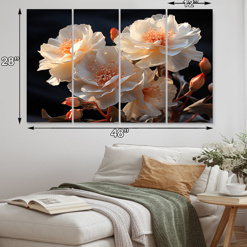 Carnations Field II - ensemble de décoration murale floral en métal
