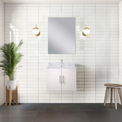 Meuble-lavabo de salle de bain 24 po X P 22 po D, avec plateau en marbre de Carrare
