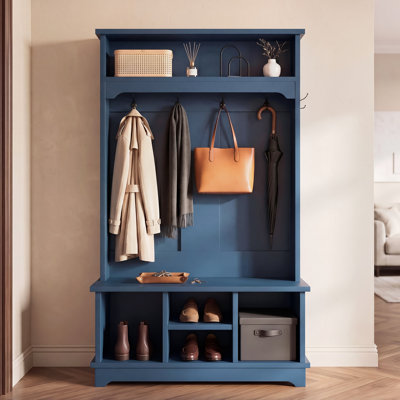 Portemanteau avec rangement pour chaussures, portemanteau avec banc pour chaussures, 4 casiers à chaussures, rangement supérieur à 1 niveau