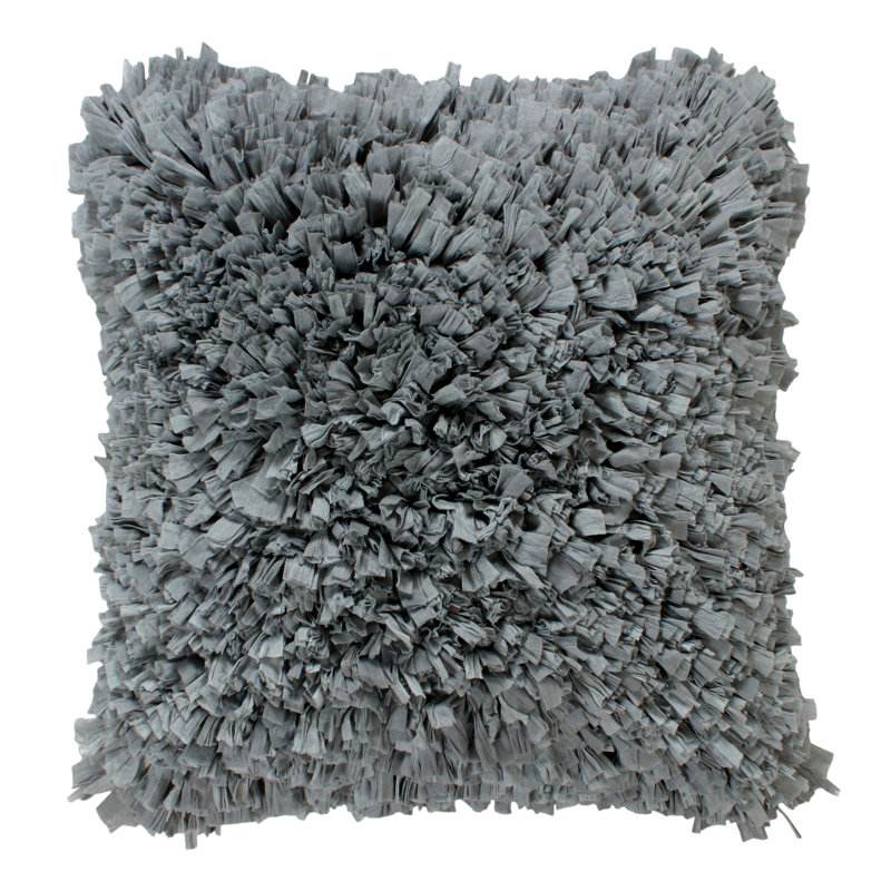 Paper Shag Cotton Reversible Throw Pillow, Gray, 20" H x 20" W