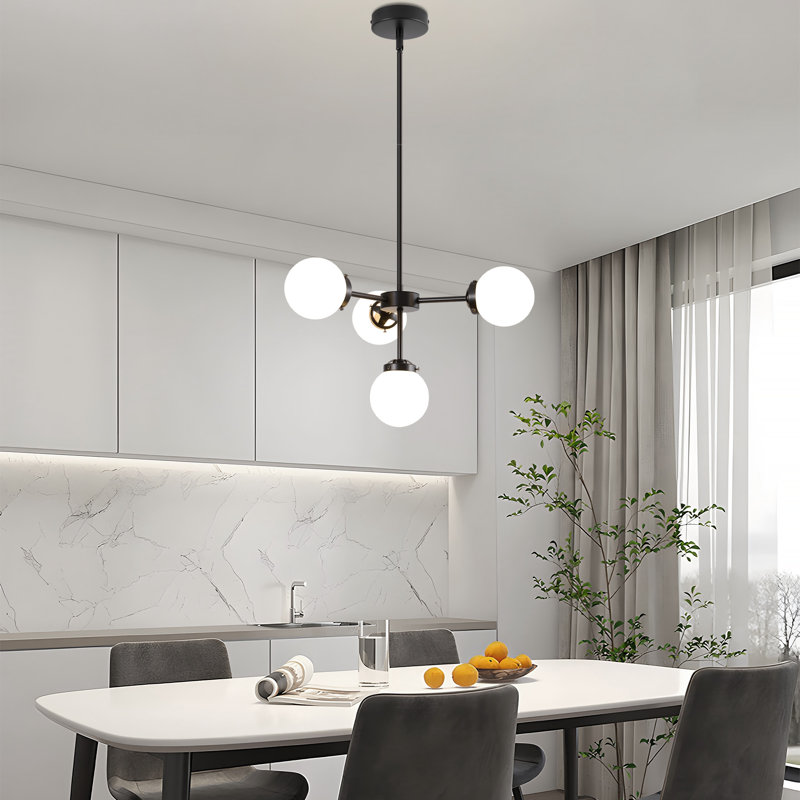 Hess 4 lumières lustre spoutnik moderne Mid-Century suspendu E12 industriel luminaire suspendu pour le salon, la salle à manger, le couloir de l'hôtel