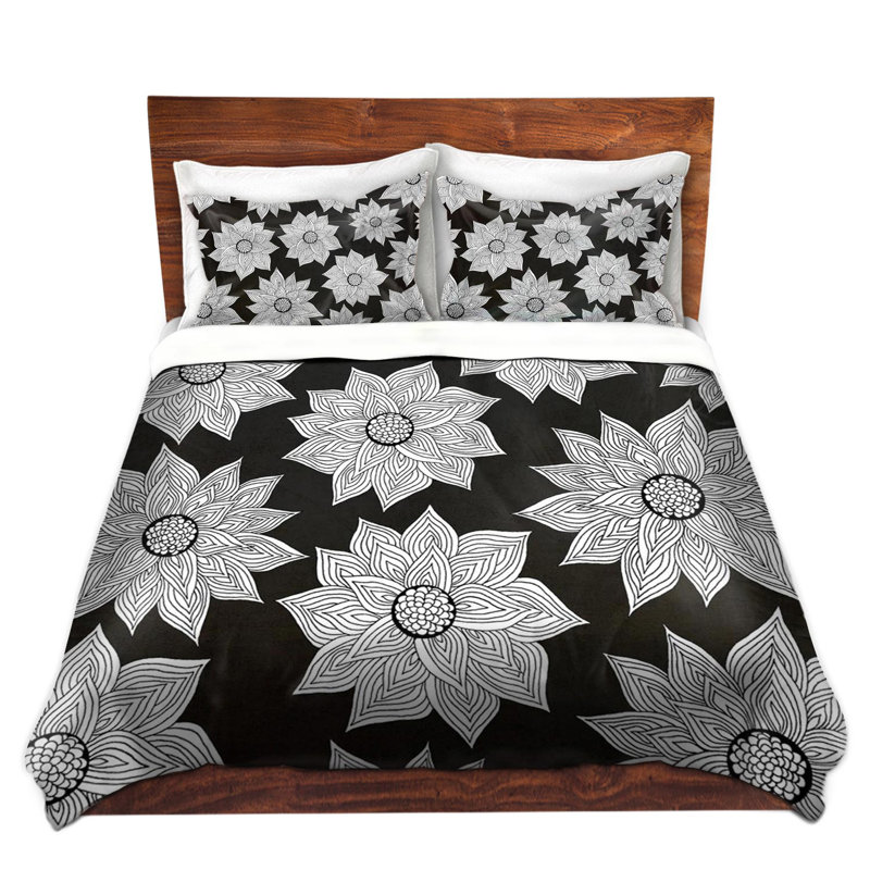 Ensemble de housse de couette floral élégant, 1 housse de couette grand + 2 taies standards