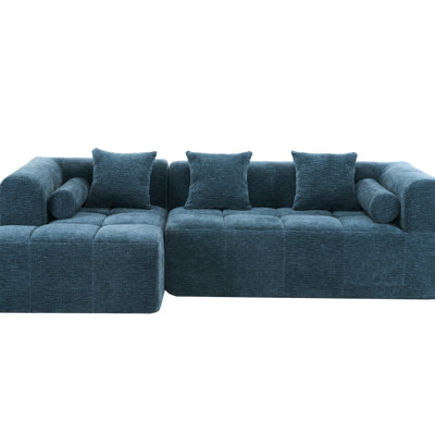 101.2" Sectional Furniture, Modular Style, Full Foam Comfort, Soft , Chenille Couch, Design, Padding, Elegant Extra Support Pillows,