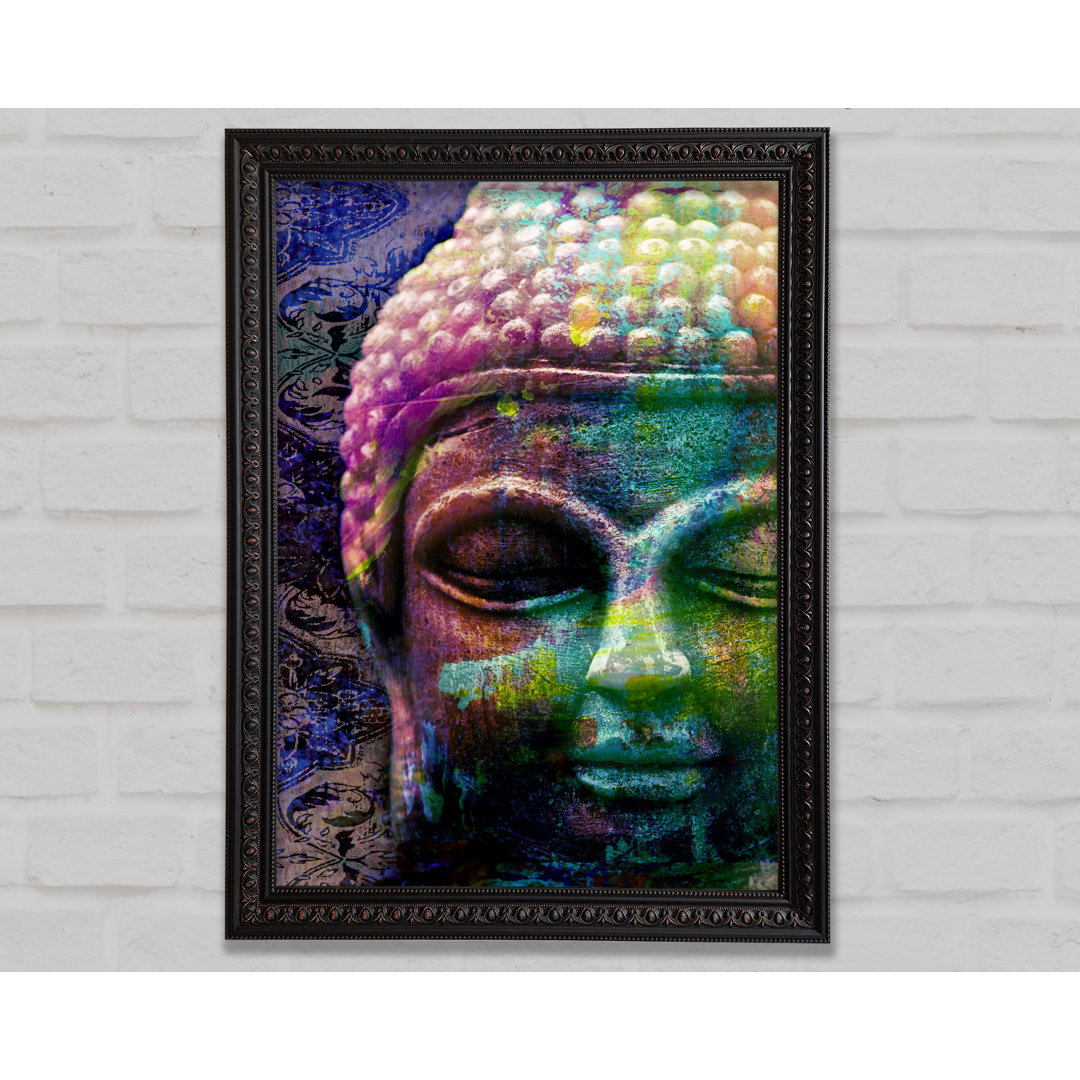 Retro Regenbogen Buddha - Einzelner Bilderrahmen Kunstdrucke