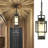 Outdoor Motion Sensor Pendant Light with Water Seeded Glass, 65" Adjustable Chain Ceiling Light for Porch Entryway Patio
