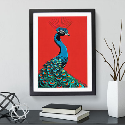 Peacock Retro Art - Wall Art