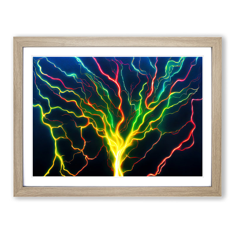 XH1022-3005X Electricity Art Painting Vol.3 - Single Picture Frame Print, 25cm H x 34cm W x 2cm D, Oak