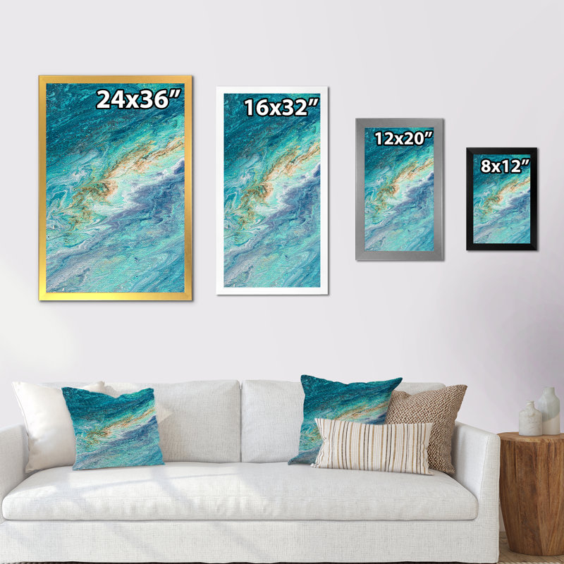 Shades Of Blue Marble Art - reproduction d'art moderne et contemporaine sur toile, H 36 po x l 24 po x P 1 po