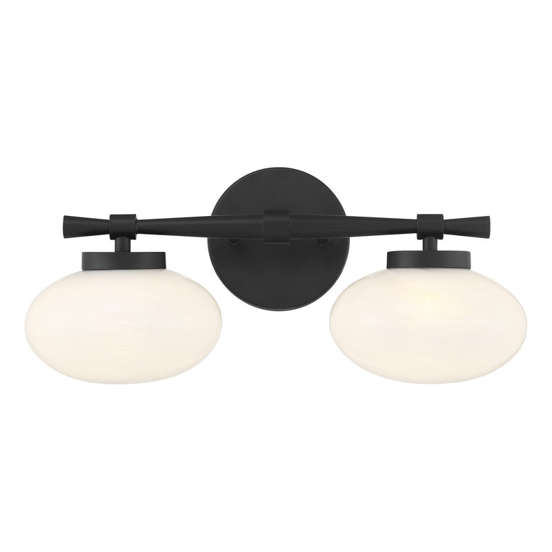 Barrow Bathroom Vanity Light, Matte Black, 2 Lights, 8" H x 17" W x 6.63" D