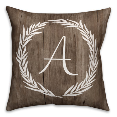 Wreath Initial Throw Pillow