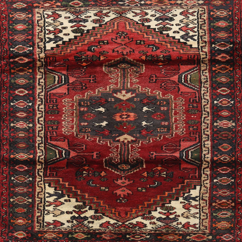 Tapis jaune clair/marron/noir, Carré 4 pi