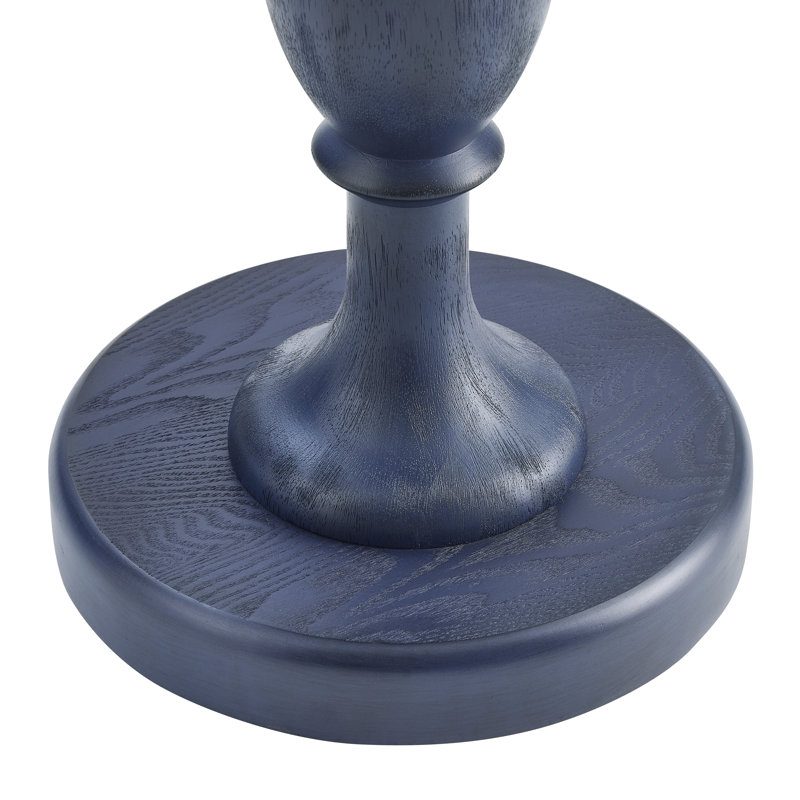  Solmere 22" Round Wood Pedestal End Table, Blue, Blue