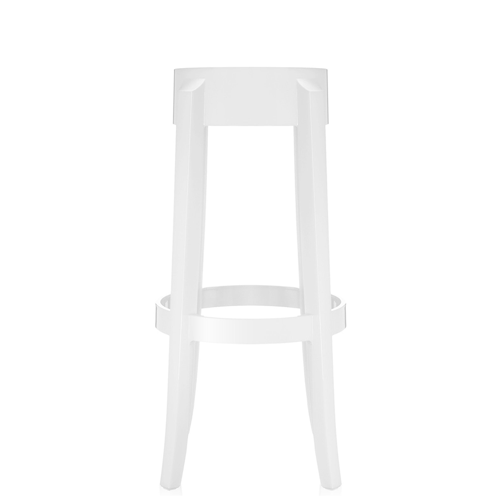 Charles Backless Outdoor Bar Stool, Glossy White, 29.53"