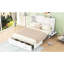 Lit pour grand lit, blanc avec tiroir et tablette mobile pour grand lit, cadre pratique