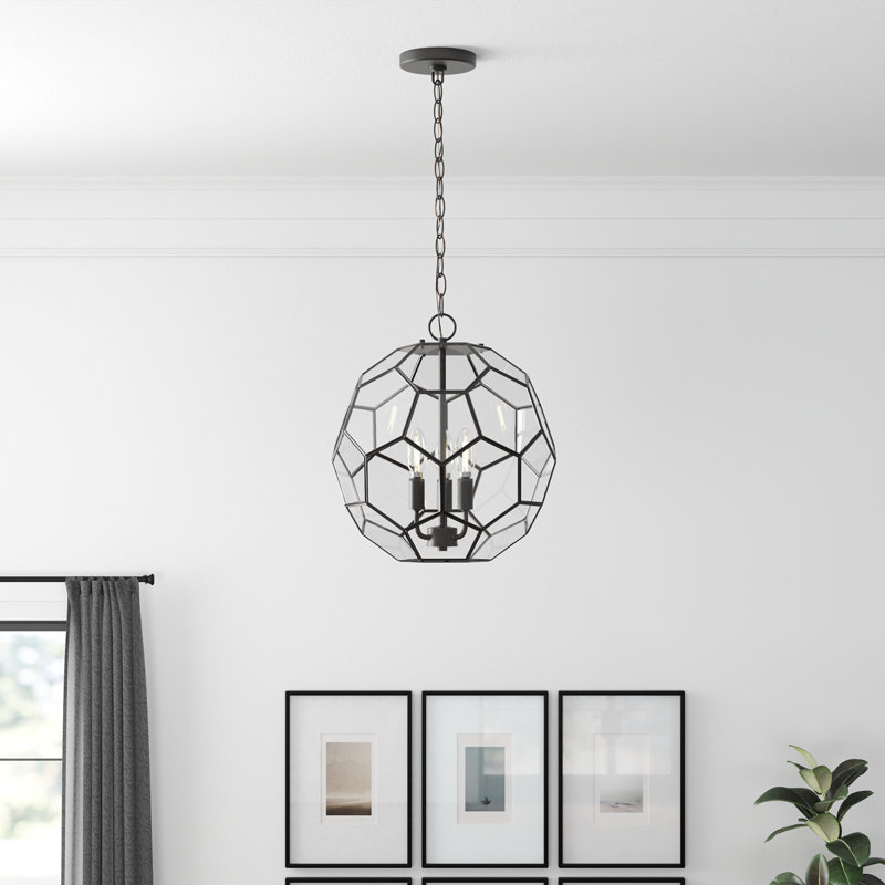 Luminaire suspendu géométrique à 3 lumières pour îlot de cuisine Gorham, Bronze huilé