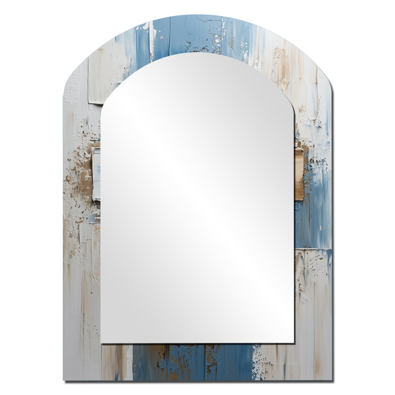 «White Minimalisme Christianity Cross Dream», décor de miroir mural unique en forme d'arche de Christianisme, grand miroir asymétrique blanc, impression d'art en métal