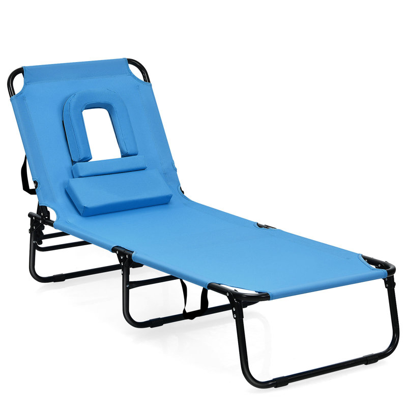 Averyanna Outdoor Metal Chaise Lounge, Blue