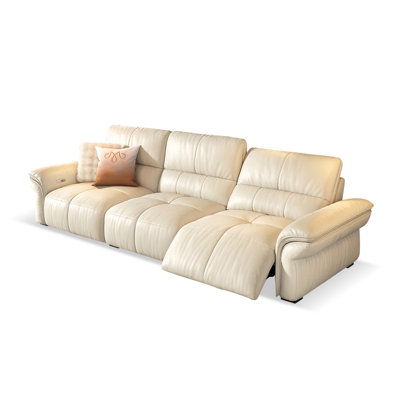 White Genuine Leather Modular Sofa cushion Fourseat