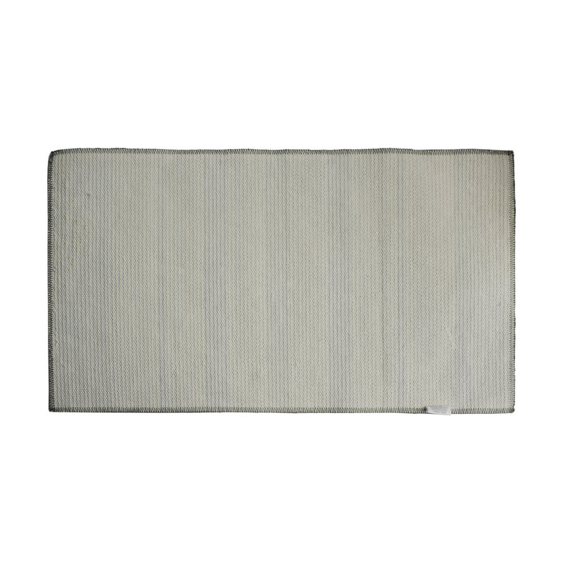 Olive Green and Brown Striped Wool Rectangle Rug