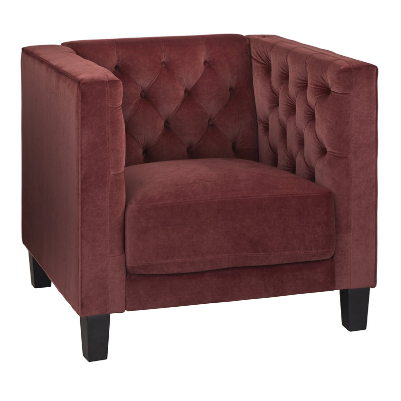Fauteuil demi-tonneau de 34,5 po Nester, Velours figue