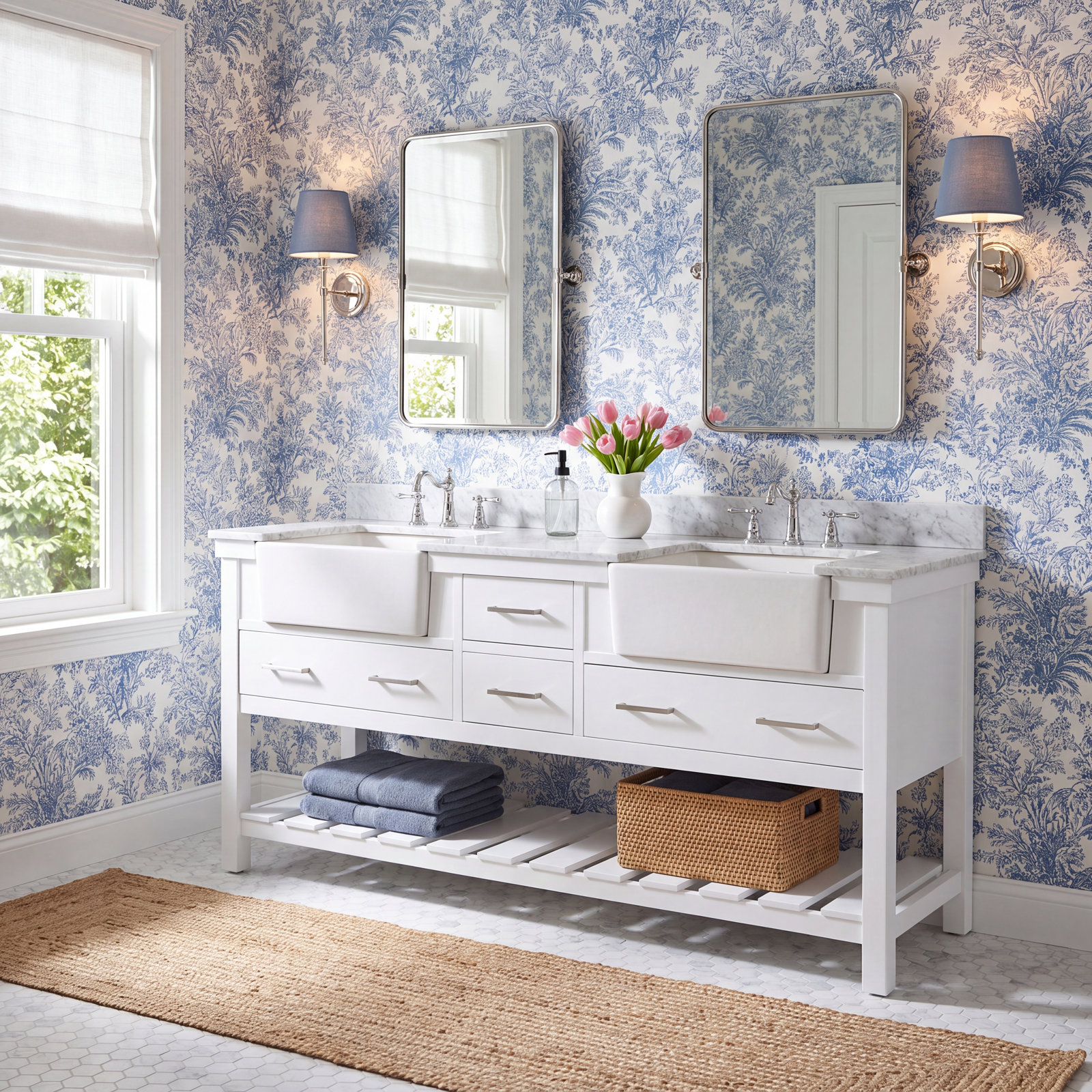 Pelaghia 72'' Double Bathroom Vanity, White